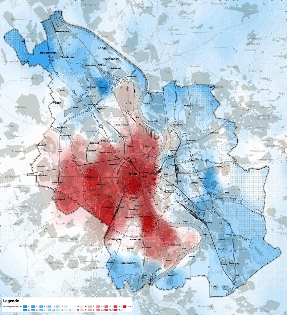 Karte Mietpreis-Hoch in Köln mit freundlicher Unterstützung der iib 