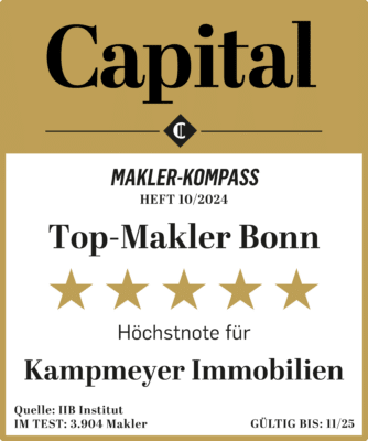 Capital Top Makler Siegel mit fünf Sternen für Kampmeyer Immobilien als Top-Makler Bonn