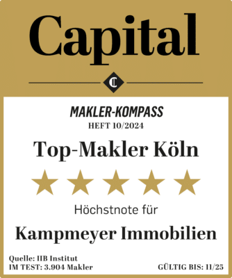 Capital Top Makler Siegel mit fünf Sternen für Kampmeyer Immobilien als Top-Makler Köln